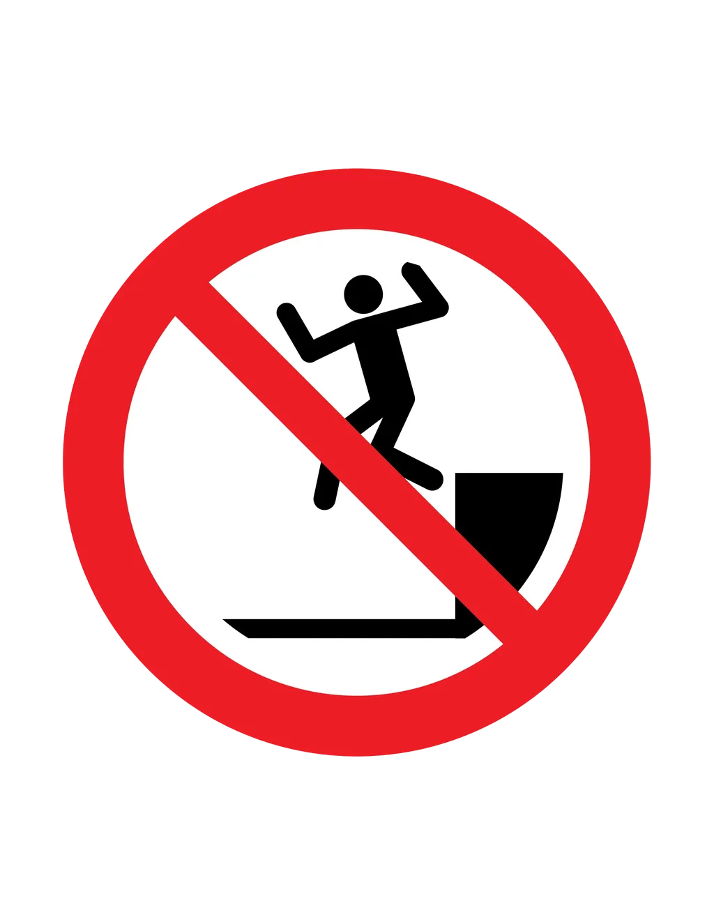 Panneau d'interdiction ISO 7010 P072 saut vers le bas interdit – signalétique de prohibition dans nos ateliers en Valais