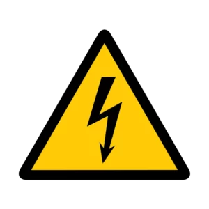 Panneau d'avertissement ISO 7010 W012 danger electricite – panneau de mise en garde à Aigle dans le canton de Vaud (Suisse romande)