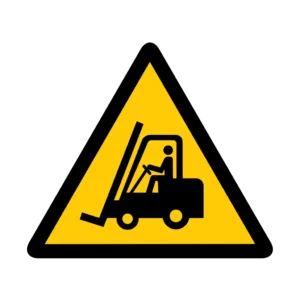 Panneau d'avertissement ISO 7010 W014 chariot elevateur – signalisation de sécurité dans le canton du Valais