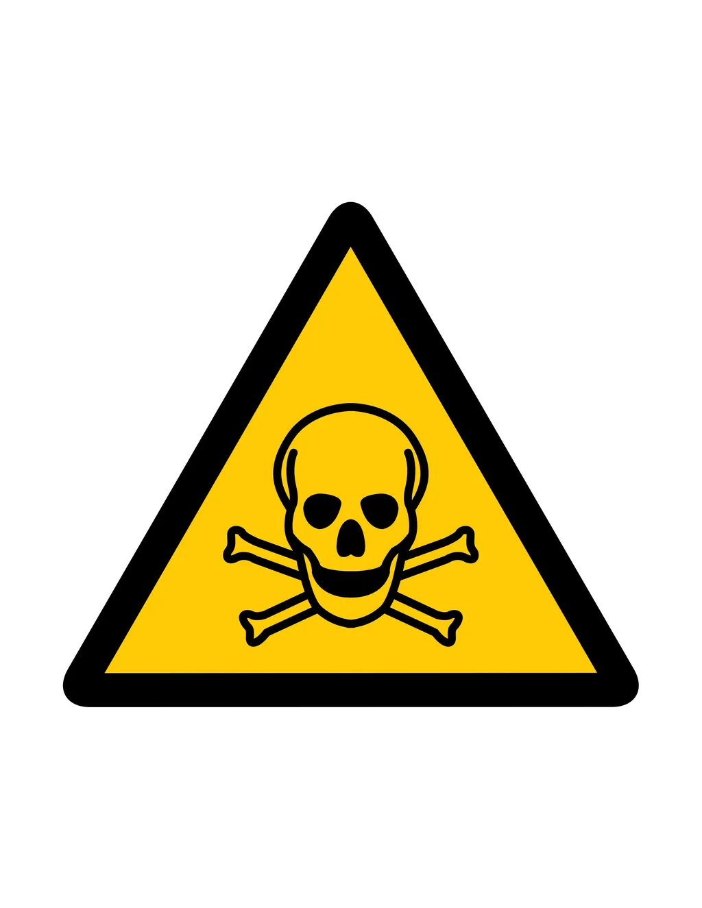 Panneau d'avertissement ISO 7010 W016 substance toxique tete mort crane – panneau de prévention des risques dans notre atelier en Valais