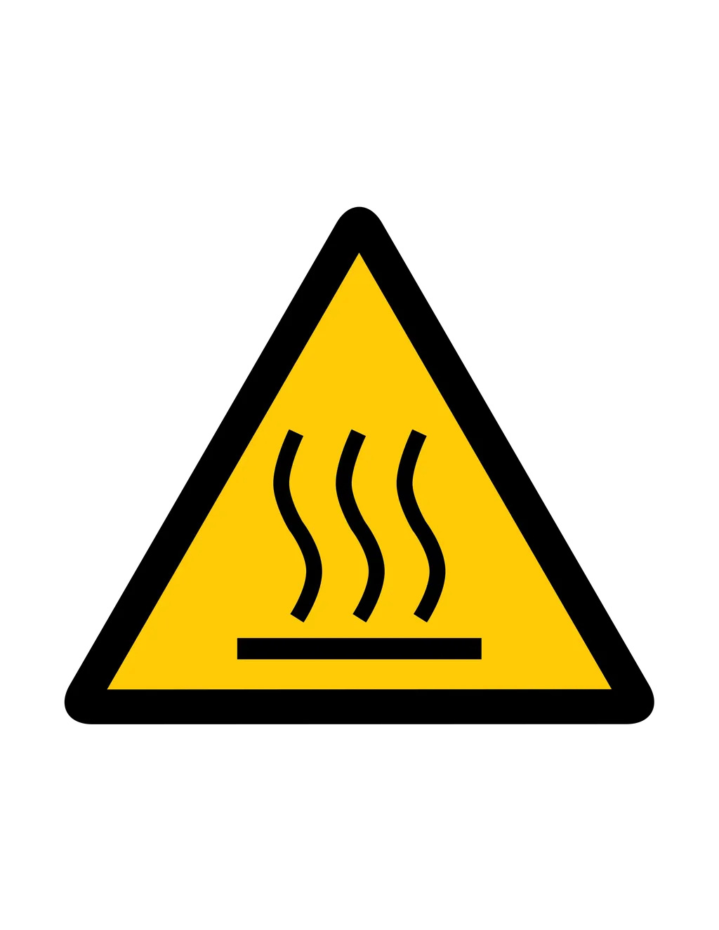 Panneau d'avertissement ISO 7010 W017 surface chaude – panneau de mise en garde dans nos ateliers en Valais