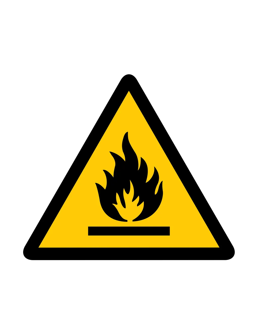 Panneau d'avertissement ISO 7010 W021 matiere materiau inflammable – panneau de prévention des risques dans la région du Valais romand