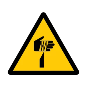 Panneau d'avertissement ISO 7010 W022 element tranchant main – panneau de mise en garde à Aigle dans le canton de Vaud (Suisse romande)