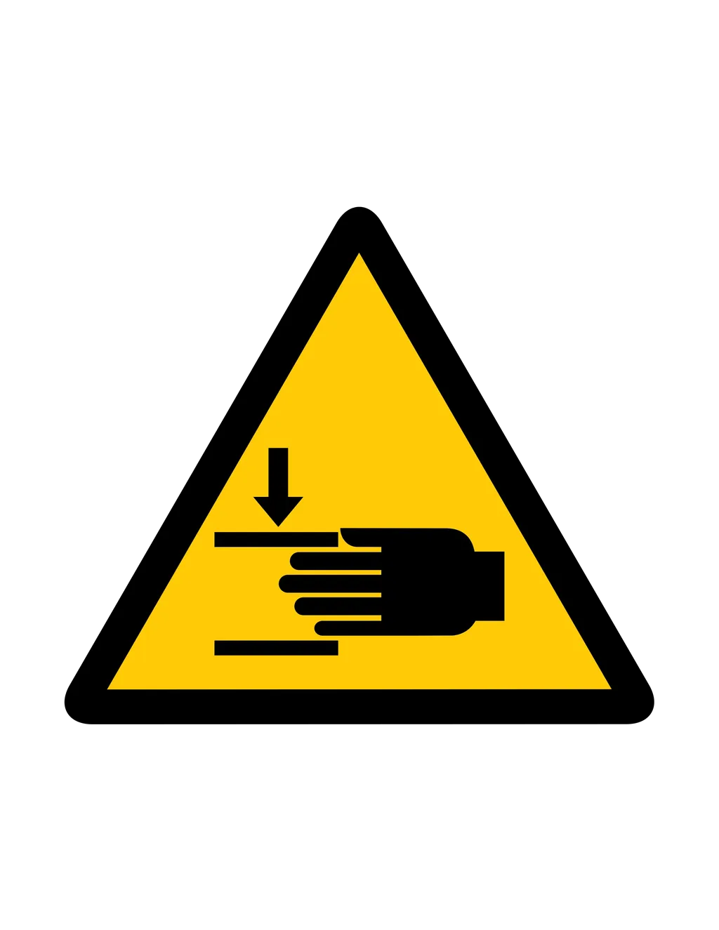 Panneau d'avertissement ISO 7010 W024 ecrasement main – signalisation de sécurité dans le canton du Valais