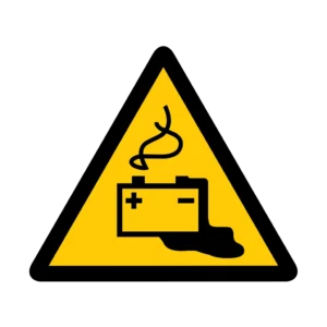 Panneau d'avertissement ISO 7010 W026 recharge batterie – panneau de prévention des risques dans notre atelier en Valais