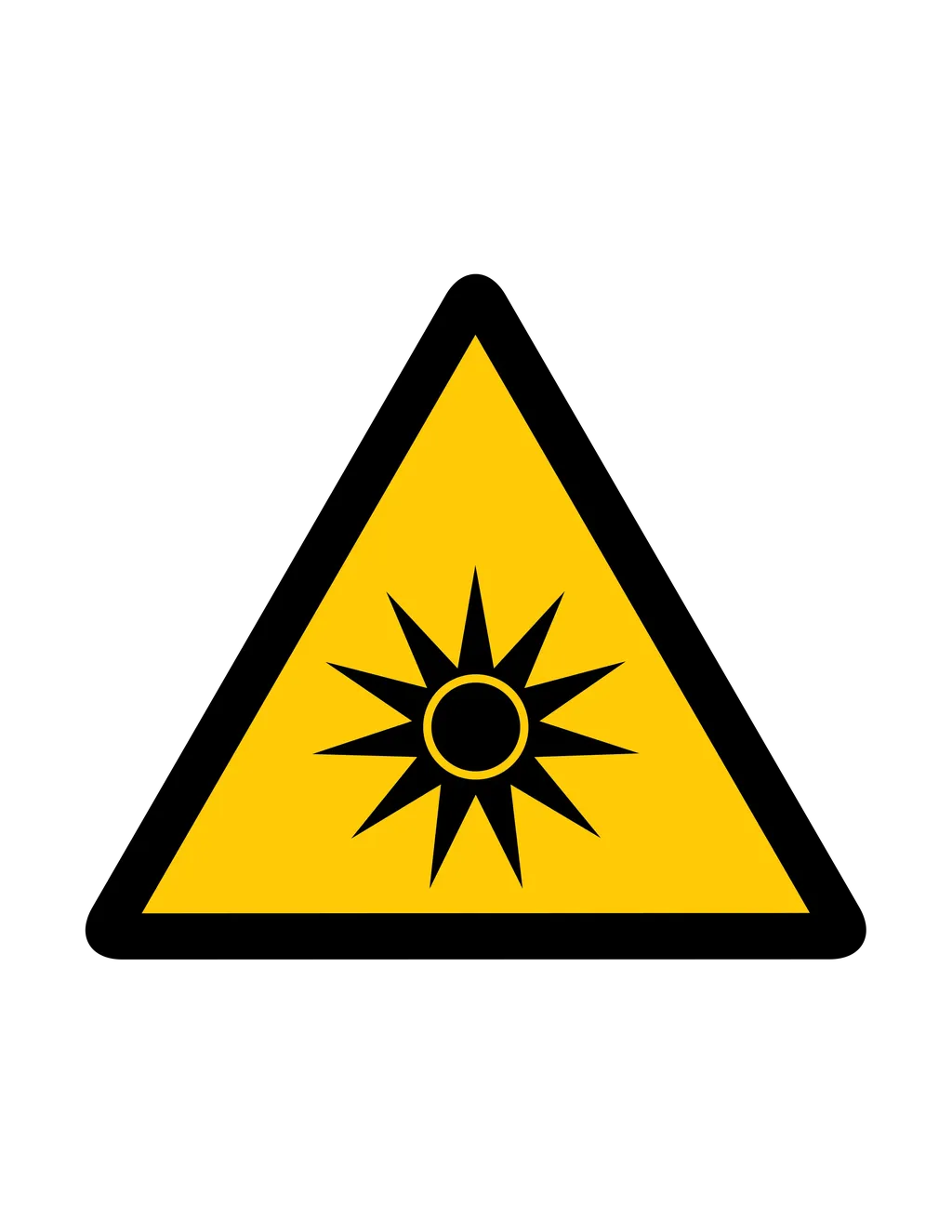 Panneau d'avertissement ISO 7010 W027 rayonnement optique – panneau de mise en garde dans nos ateliers en Valais