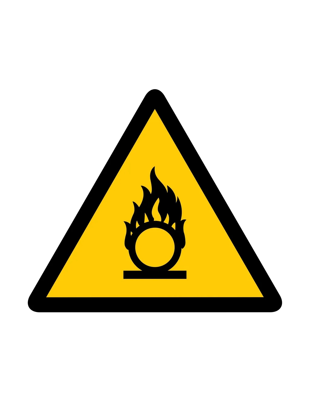 Panneau d'avertissement ISO 7010 W028 oxidizing substance comburant – signalisation d'avertissement dans le Valais suisse