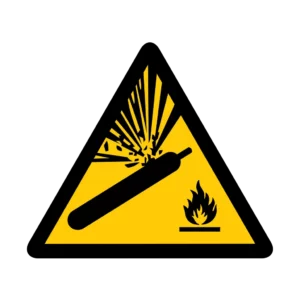 Panneau d'avertissement ISO 7010 W029 cylindre sous pression – signalisation de sécurité à Sierre dans le canton du Valais (Suisse)