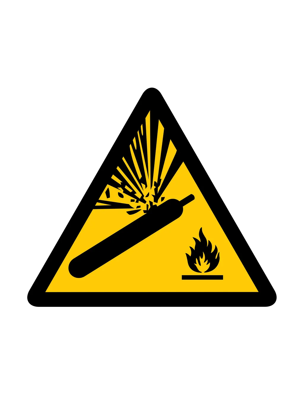 Panneau d'avertissement ISO 7010 W029 cylindre sous pression – signalisation de sécurité à Sierre dans le canton du Valais (Suisse)
