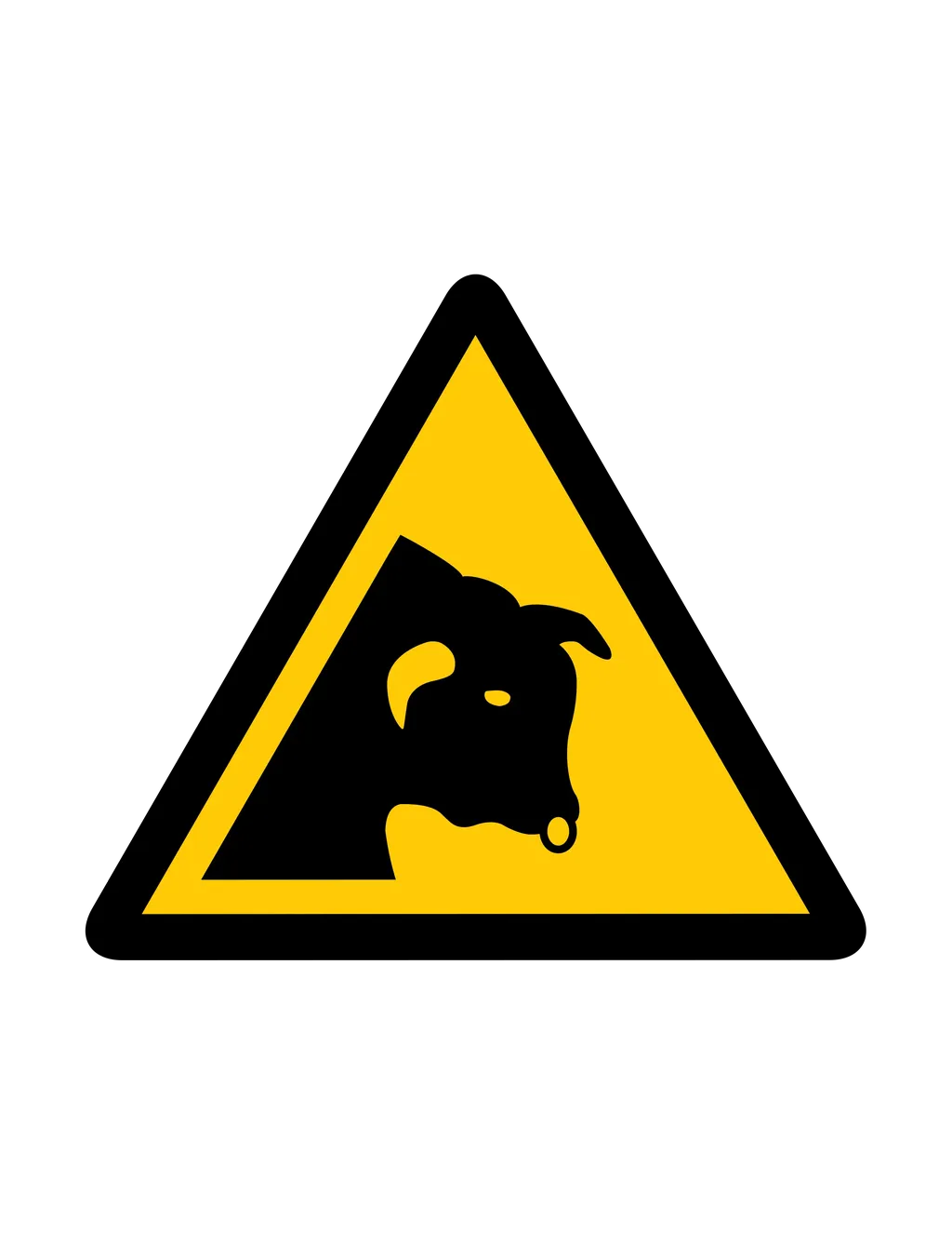 Panneau d'avertissement ISO 7010 W034 taureau dangereux – signalisation de sécurité dans le canton du Valais