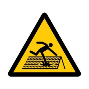 Panneau d'avertissement ISO 7010 W036 toiture fragile – panneau de prévention des risques dans notre atelier en Valais