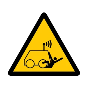 Panneau d'avertissement ISO 7010 W037 blessure engin teleguide – panneau de mise en garde dans nos ateliers en Valais
