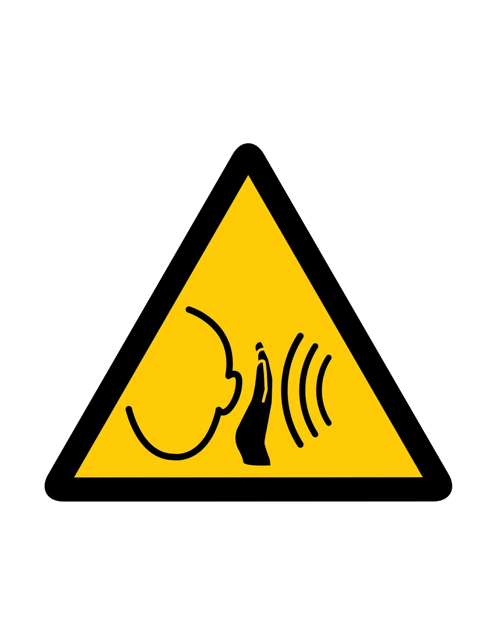 Panneau d'avertissement ISO 7010 W038 bruits soudains forts – signalisation d'avertissement dans le Valais suisse