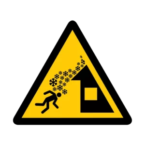 Panneau d'avertissement ISO 7010 W040 avalanche toit neige – signalétique de sécurité en Valais (Suisse romande)