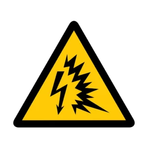 Panneau d'avertissement ISO 7010 W042 arc electrique – panneau de mise en garde à Aigle dans le canton de Vaud (Suisse romande)