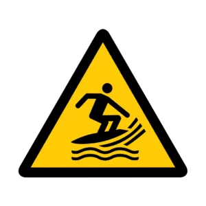 Panneau d'avertissement ISO 7010 W046 zone surf – panneau de prévention des risques dans notre atelier en Valais