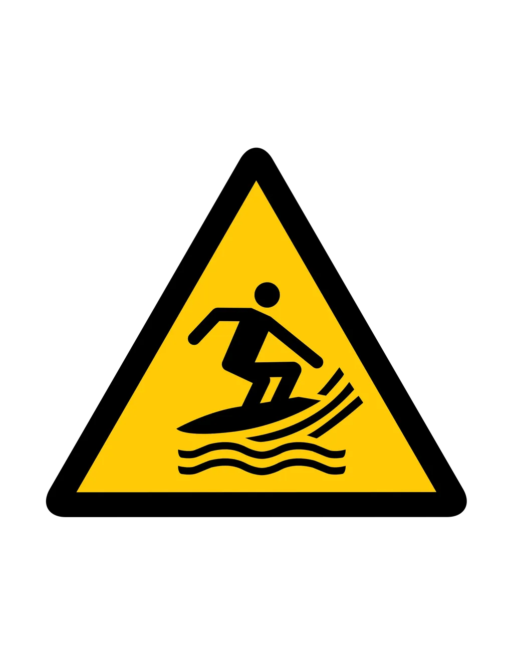 Panneau d'avertissement ISO 7010 W046 zone surf – panneau de prévention des risques dans notre atelier en Valais