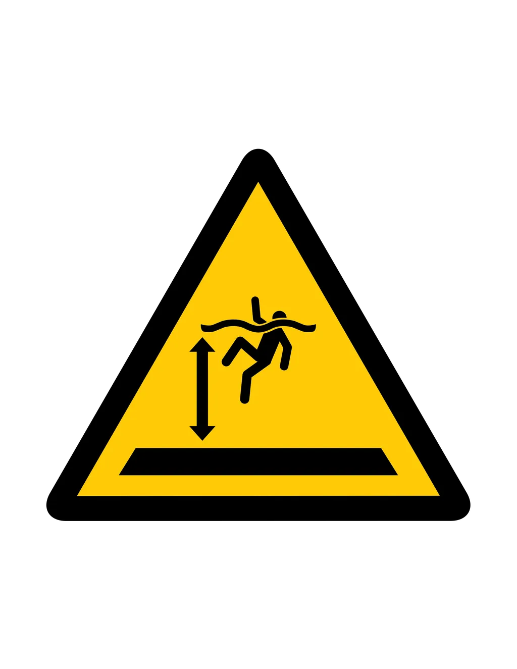 Panneau d'avertissement ISO 7010 W047 eau profonde – panneau de mise en garde dans nos ateliers en Valais