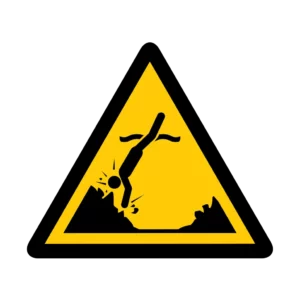 Panneau d'avertissement ISO 7010 W049 objets submerges – signalisation de sécurité à Sierre dans le canton du Valais (Suisse)