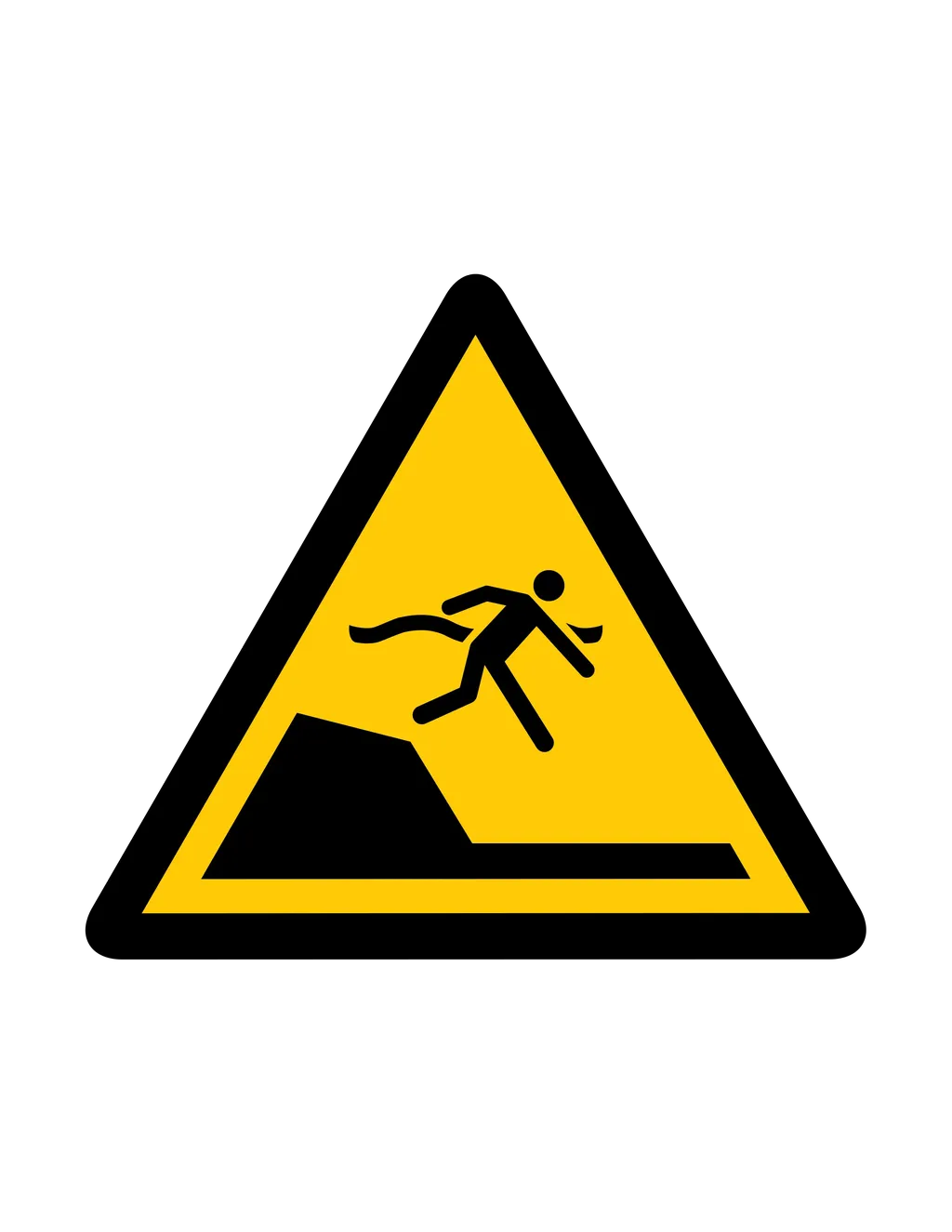 Panneau d'avertissement ISO 7010 W050 chute soudaine piscine – signalétique de sécurité en Valais (Suisse romande)