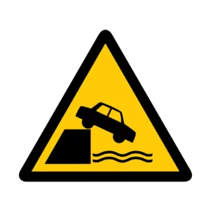 Panneau d'avertissement ISO 7010 W051 absence garde corps – panneau de prévention des risques dans la région du Valais romand