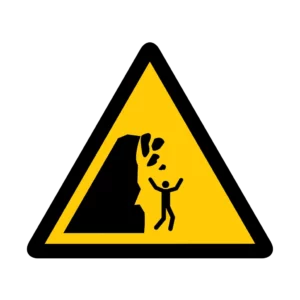 Panneau d'avertissement ISO 7010 W053 falaise instable – signalisation d'avertissement en Suisse romande