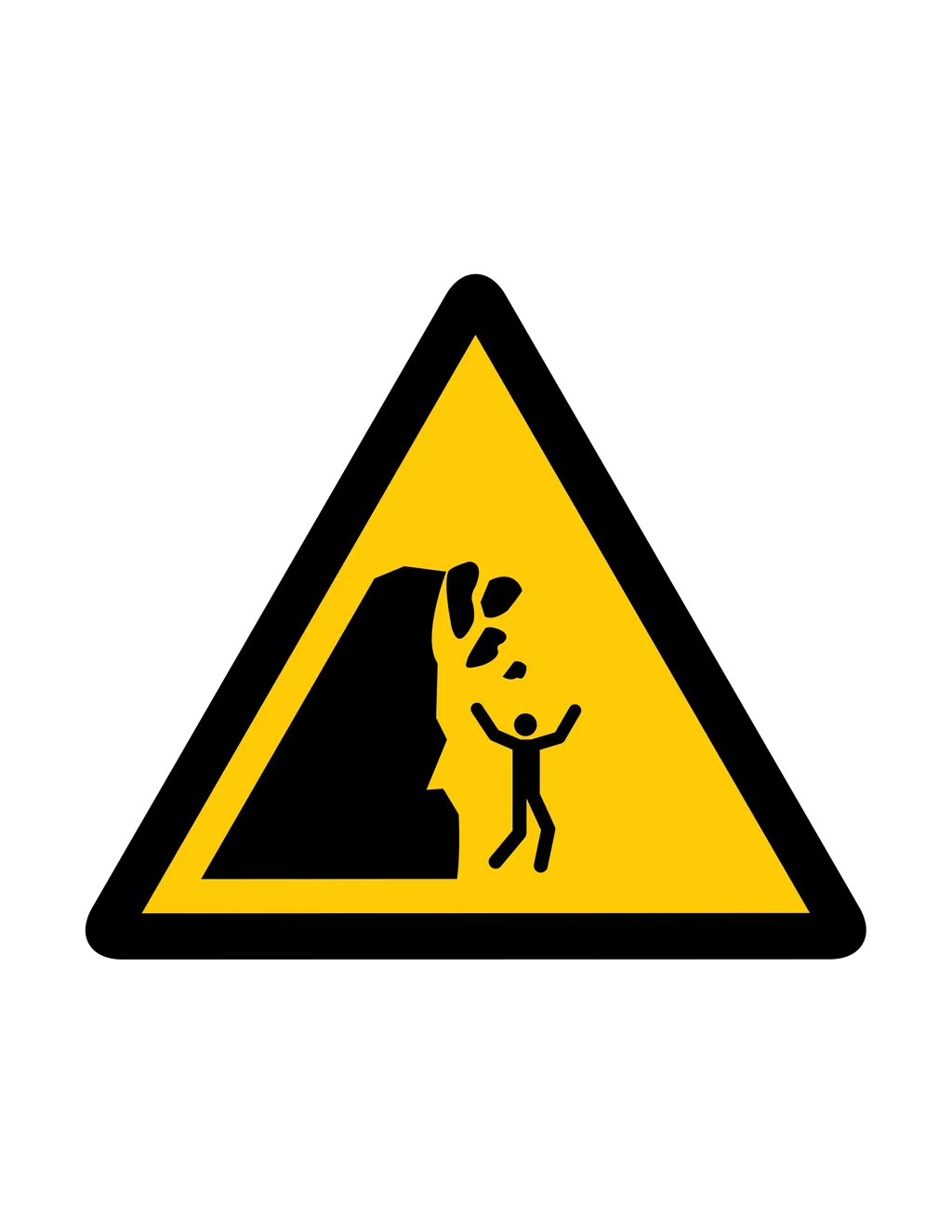 Panneau d'avertissement ISO 7010 W053 falaise instable – signalisation d'avertissement en Suisse romande