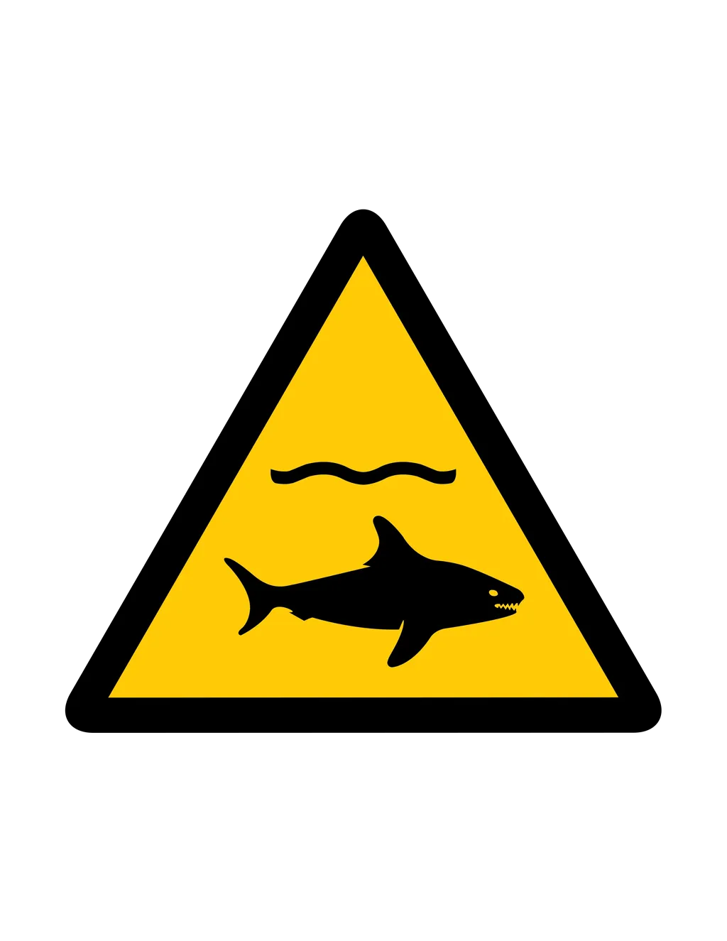 Panneau d'avertissement ISO 7010 W054 requins – signalisation de sécurité dans le canton du Valais