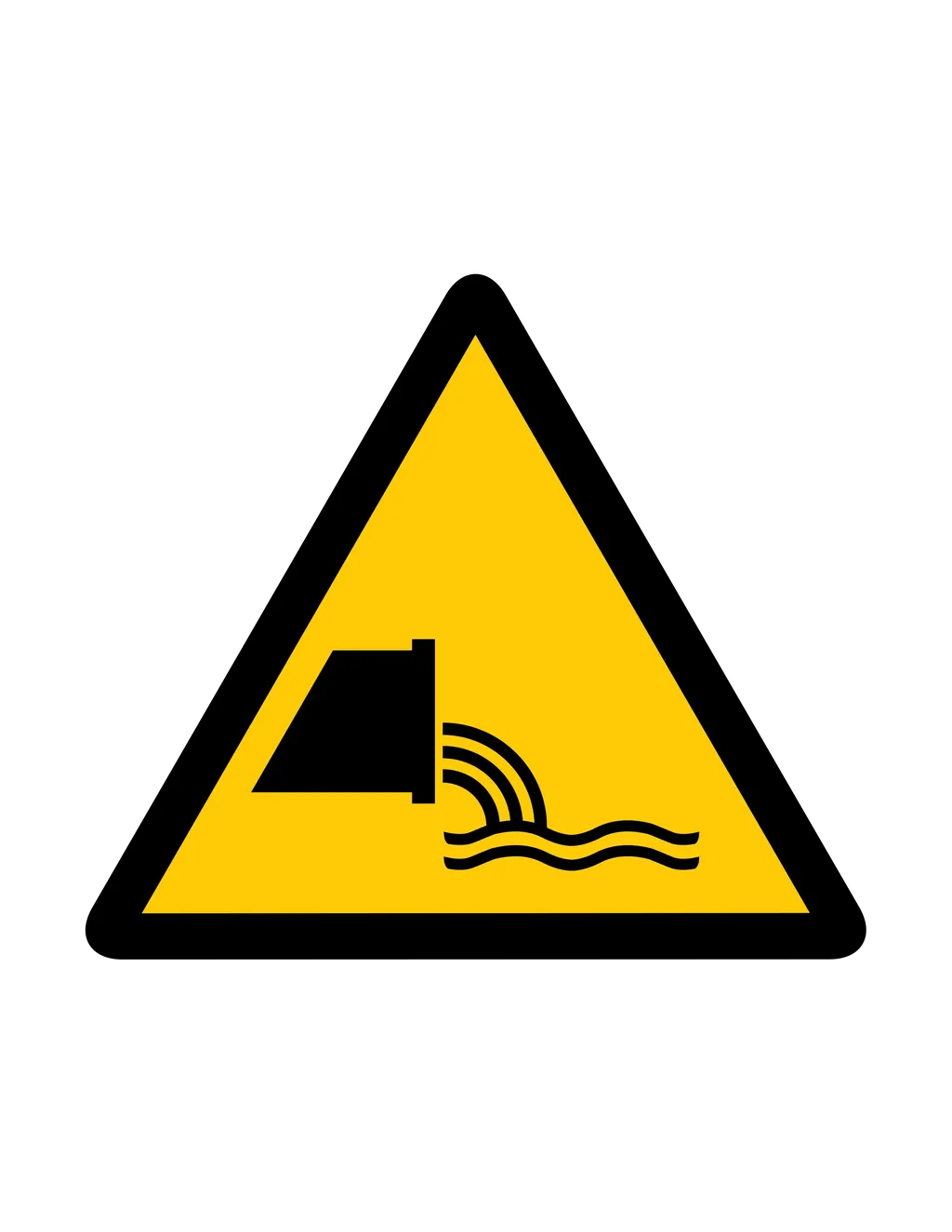 Panneau d'avertissement ISO 7010 W055 rejet eaux usees – signalétique de sécurité en Suisse