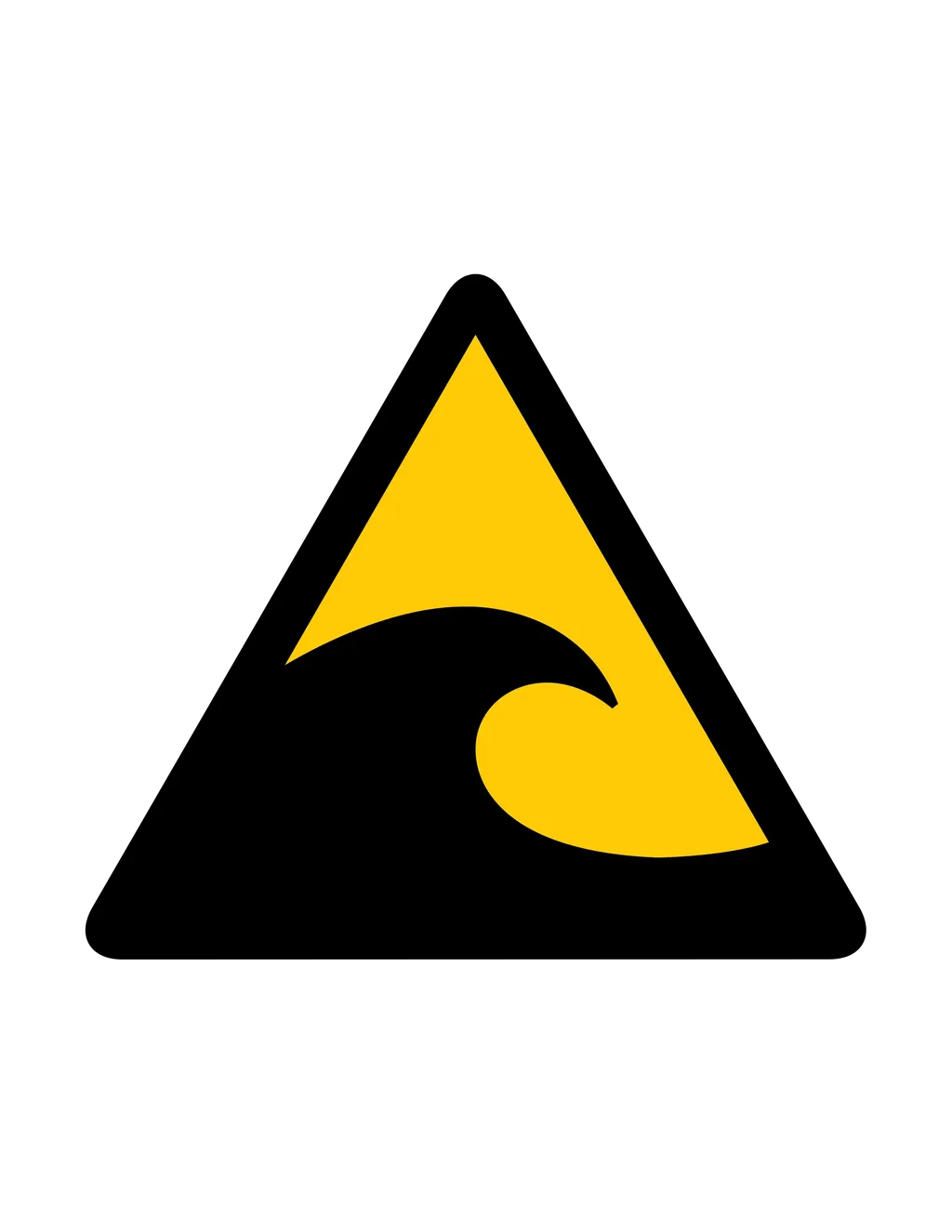 Panneau d'avertissement ISO 7010 W056 zone risque tsunami – panneau de prévention des risques dans notre atelier en Valais