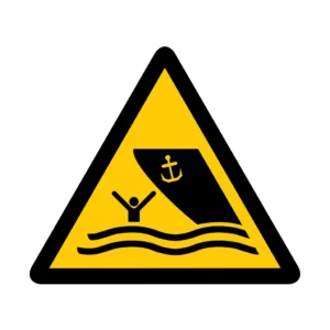 Panneau d'avertissement ISO 7010 W058 zone navigation bateaux – signalisation d'avertissement dans le Valais suisse