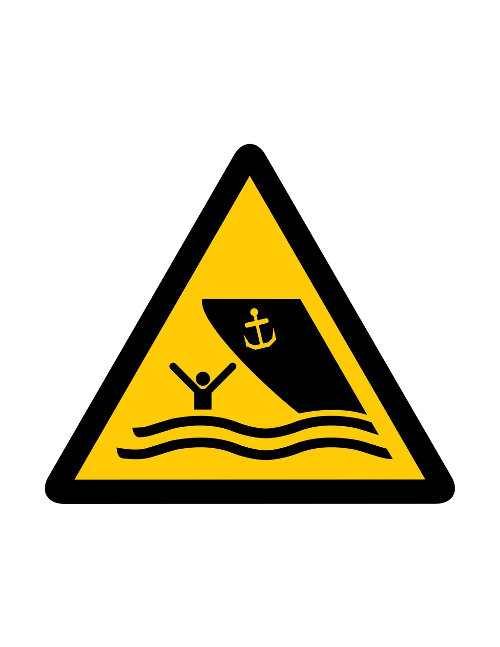 Panneau d'avertissement ISO 7010 W058 zone navigation bateaux – signalisation d'avertissement dans le Valais suisse