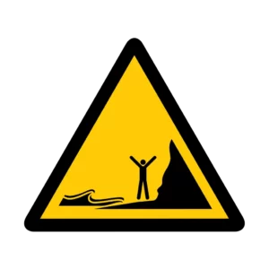 Panneau d'avertissement ISO 7010 W060 marees entrantes – signalétique de sécurité en Valais (Suisse romande)