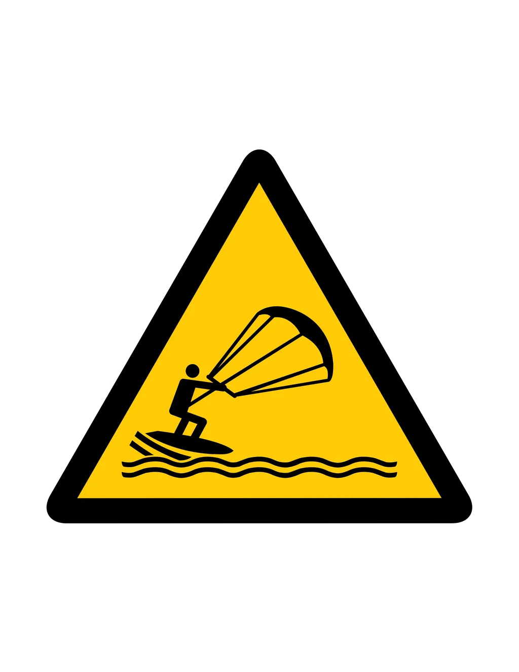 Panneau d'avertissement ISO 7010 W062 zone kitesurf – panneau de mise en garde à Aigle dans le canton de Vaud (Suisse romande)