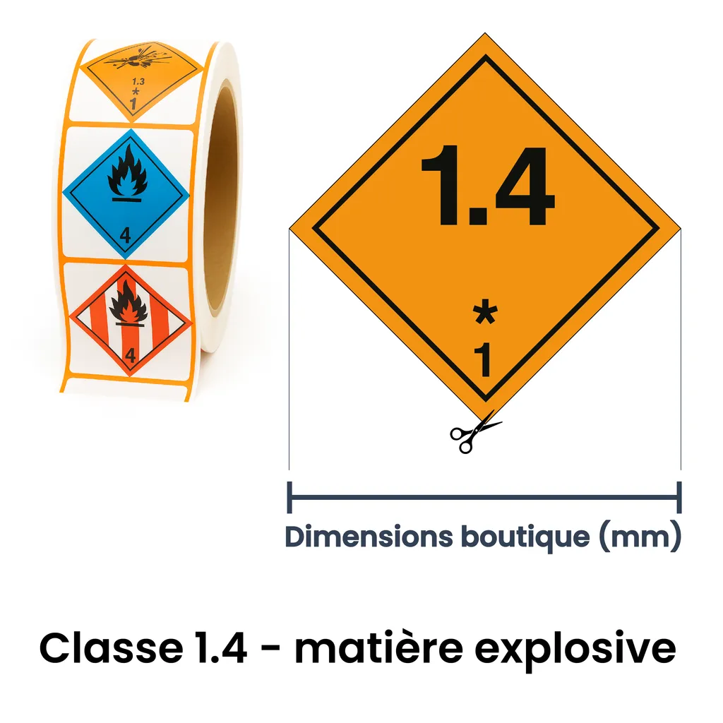 Panneau ADR classe division 1.4 matières explosives – panneau de sécurité pour transport ADR dans notre atelier en Valais