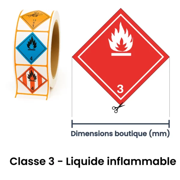 Étiquette ADR Liquide inflammable noir | Rouleau classe 3
