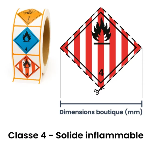 Étiquette ADR Solide inflammable 4.1 | Rouleau conforme