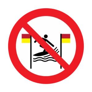 Surf entre drapeaux interdit – pictogramme P064